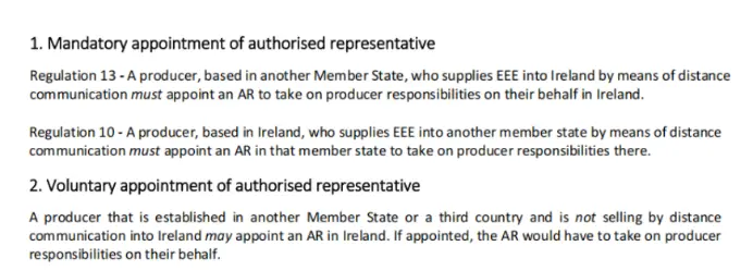 Irish Battery Act Requires an Authorised Represent