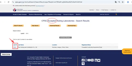CPSC Accepted Accredited Laboratory(图2)